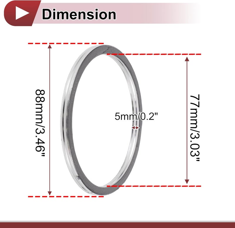 REPAIROCK ID 77mm Exhaust Manifold Gasket Prevent Leak Noise Exhaust Donut Gasket Muffler Ring Exhaust Flange Gasket for Car SUV Truck Graphite Stainless Steel - Image 4